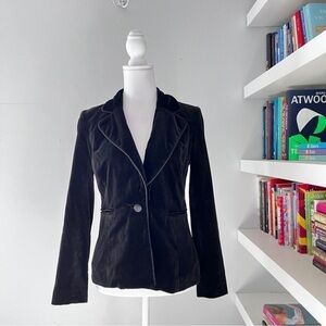 Milly Black Velvet Blazer Tailored Jacket Holiday Party Evening Small